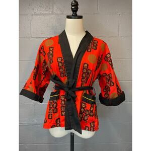 Vintage 50s 60s Youth Kimono Top 13/14 Loungewear Jacket Women's XS SM Fleetway